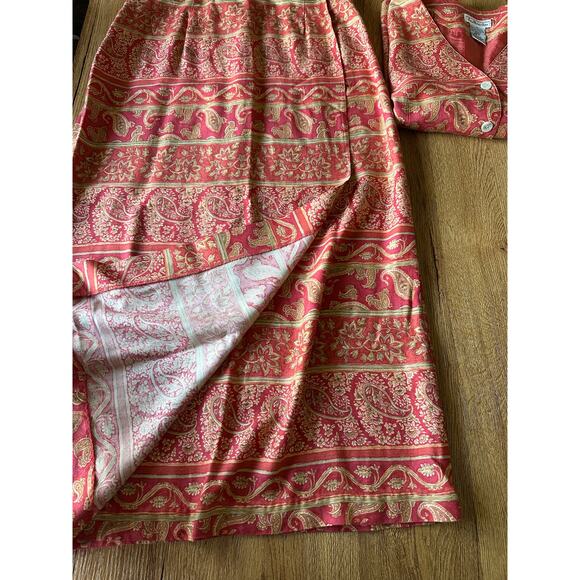 Talbots Vtg Paisley Patterned Two Piece Vest & Skirt Set - Picture 8 of 9